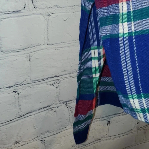 Seven 7 Plaid Flannel Button Down Hi-Low Shirt Size Large - Picture 4 of 11